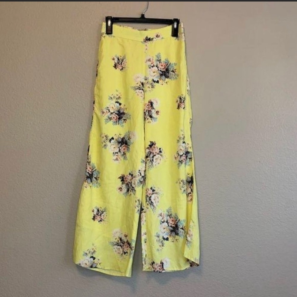Anthropologie Feather Bone Talese Floral Pants in Yellow